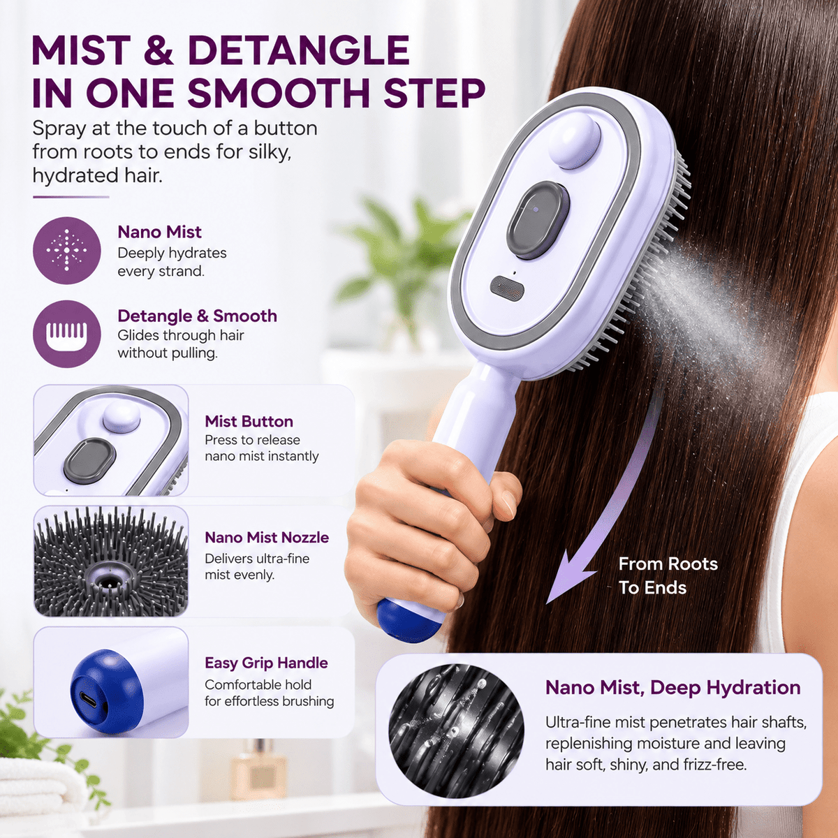 Electric Spray Retractable Air Cushion Comb - HABIBI NEST