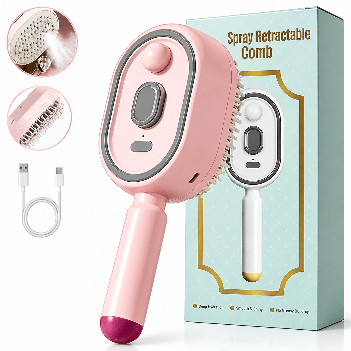 Electric Spray Retractable Air Cushion Comb - HABIBI NEST